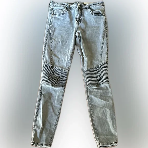 Pistola | Audrey moto skinny jeans low rise washed black denim ribbed knees - Picture 2 of 13